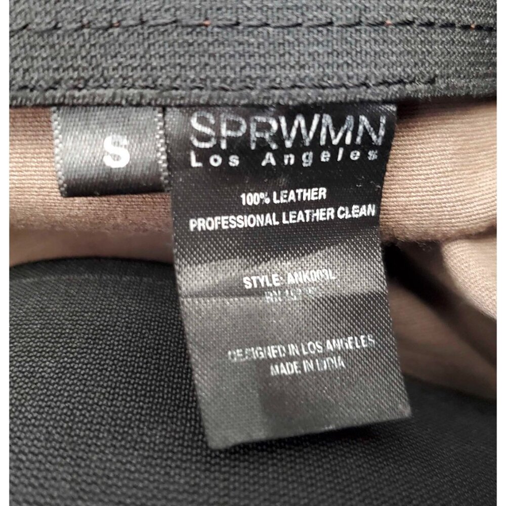 SPRWMN Women's Brown Stretch Ankle Leather Leggings S - Picture 9 of 11